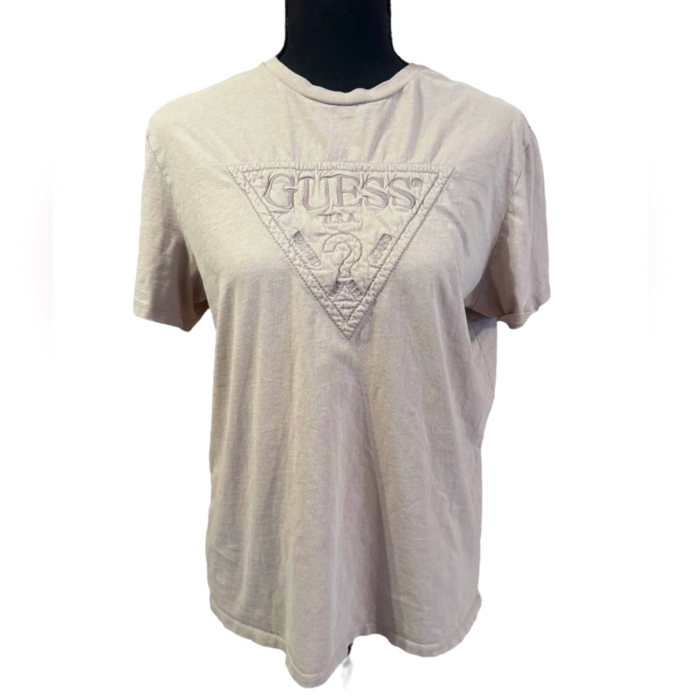 Women’s tan/beige GUESS Jeans T-Shirt size S 100% Cotton